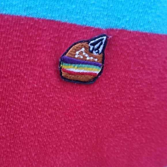 Men’s Volcom bluepill/redpill Large striped T-shirt 🔥 - Picture 4 of 4